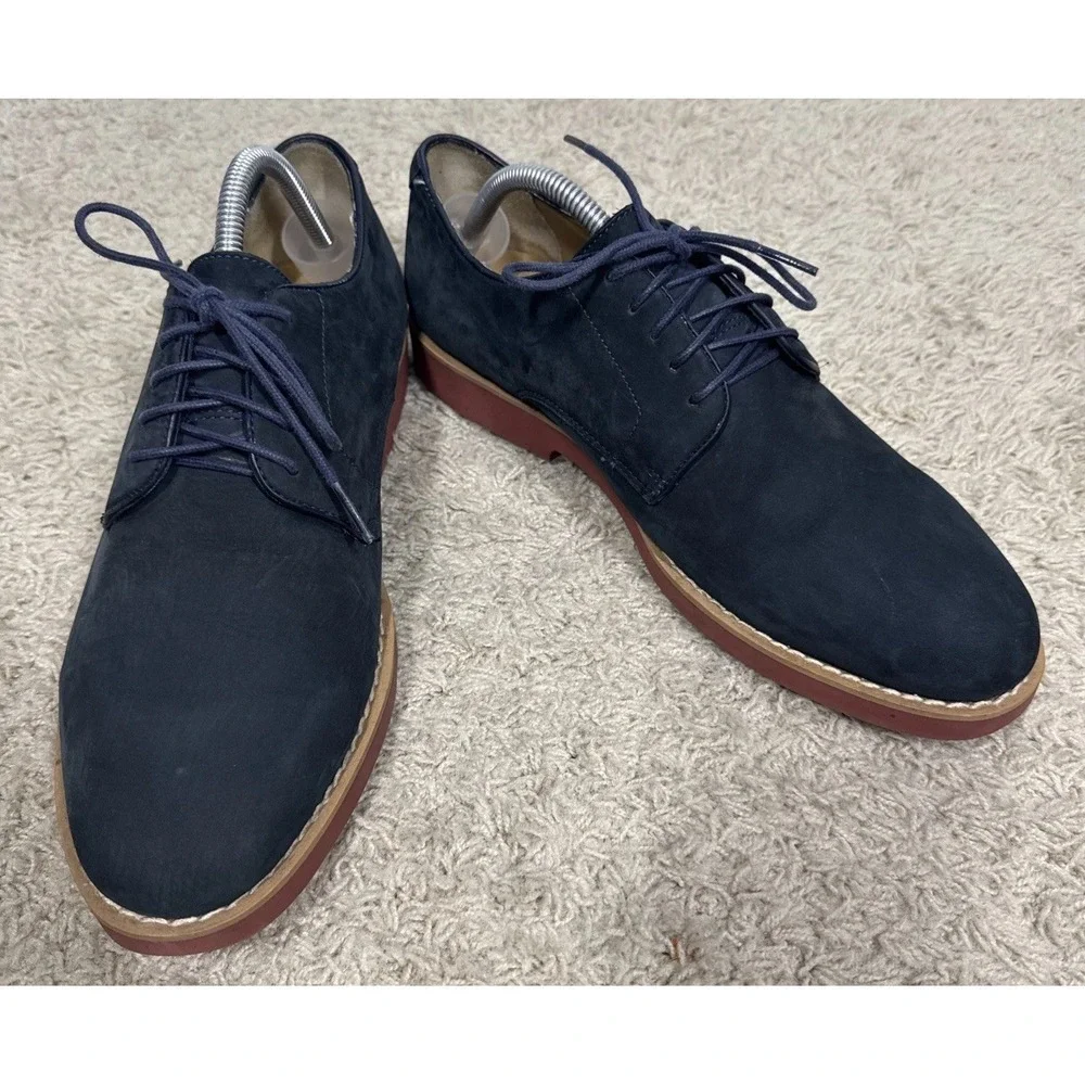 Brooks Brothers Classic Oxford Lace Up Blue Suede Shoes Men's 9.5 D Preppy Work
